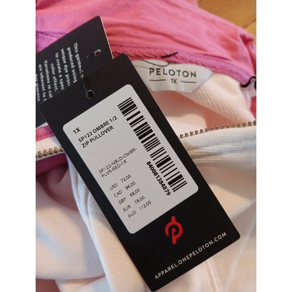 Peloton Womens Plus 1X Pink Ombre 1/2 Zip Pullover Sweatshirt Athletic NWT $72 - Picture 4 of 4